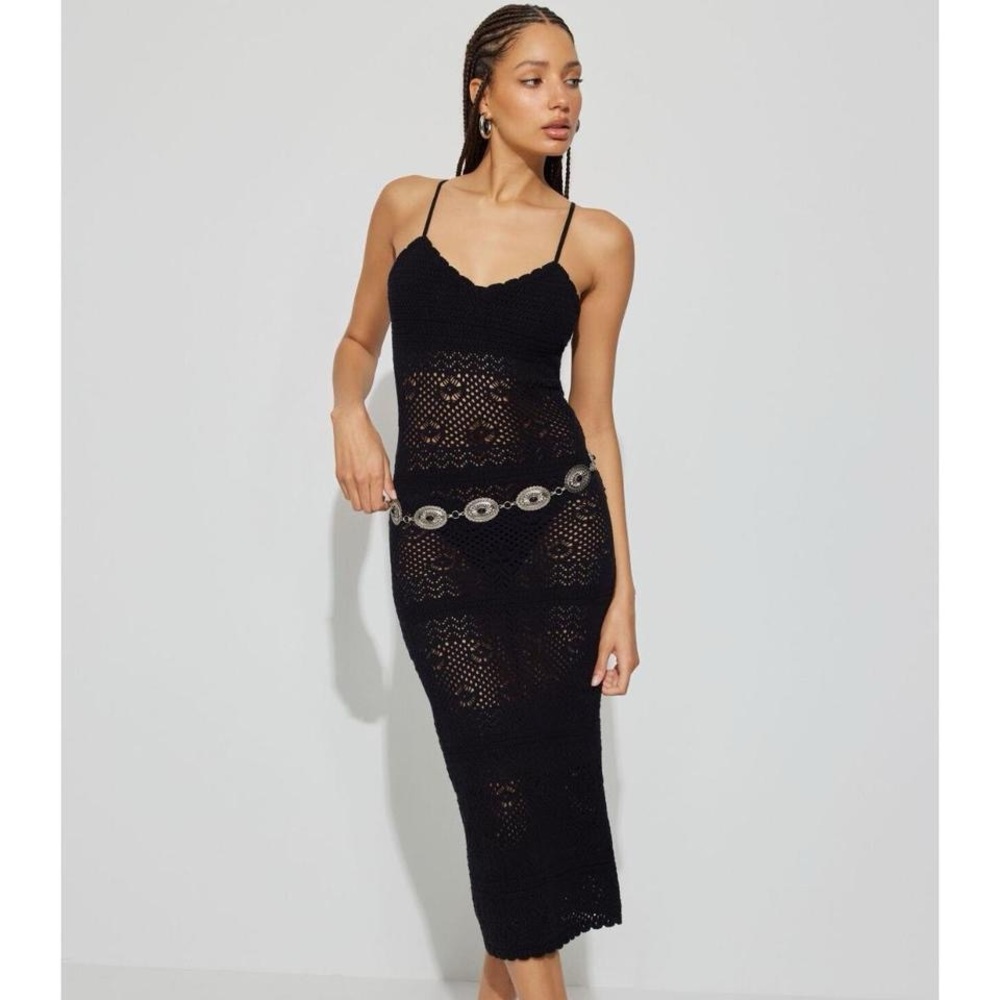 Black Crochet Maxi Dress and shrug